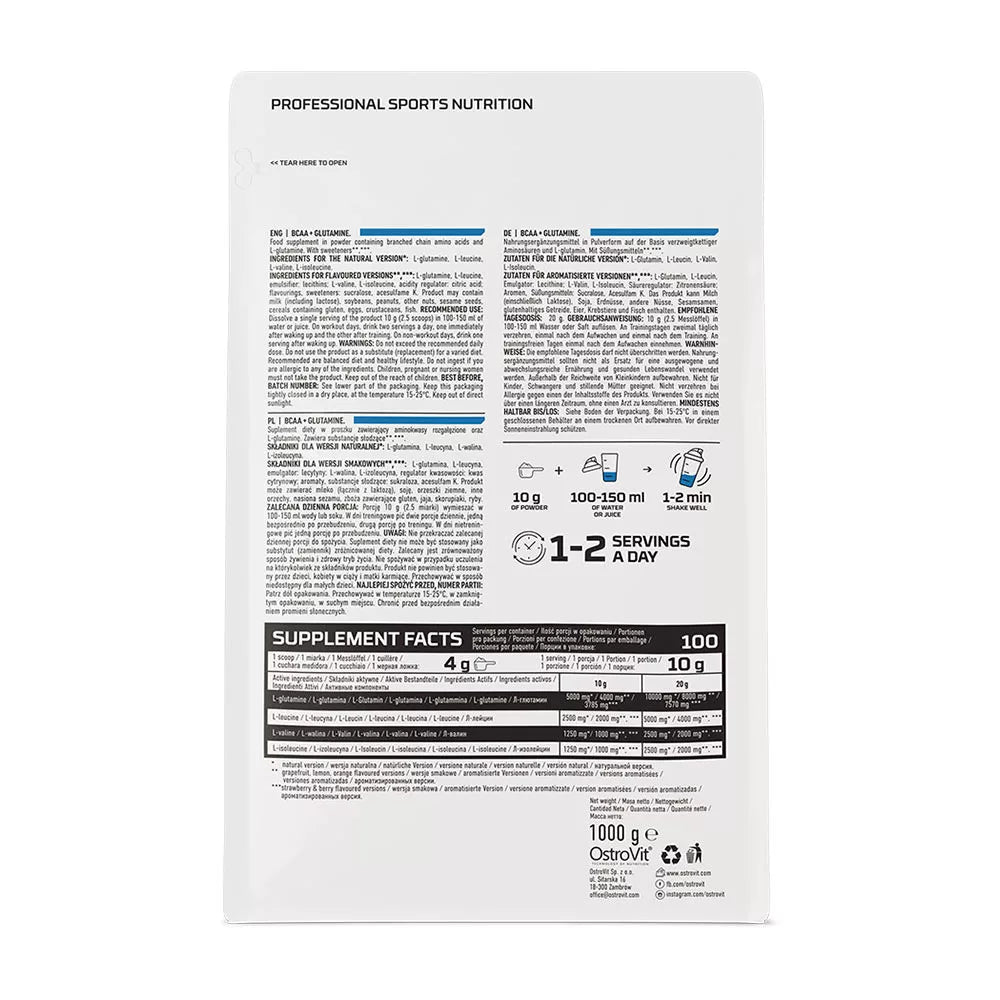 OstroVit BCAA + Glutamine (1000 g, Natural)