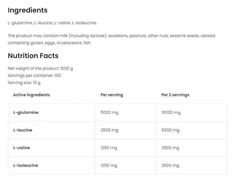 OstroVit BCAA + Glutamine (1000 g, Natural)