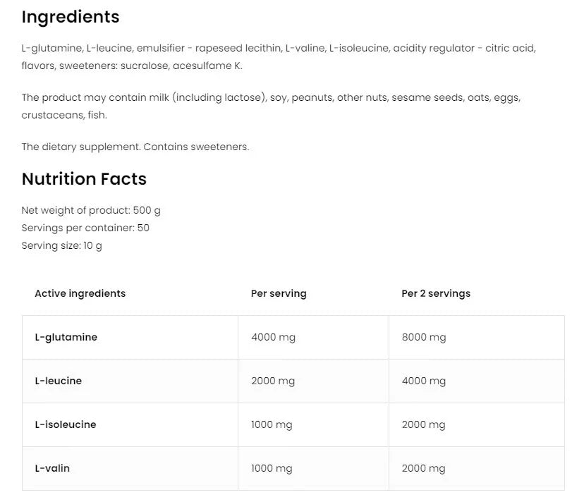 OstroVit BCAA + Glutamine (500 g, Orange)