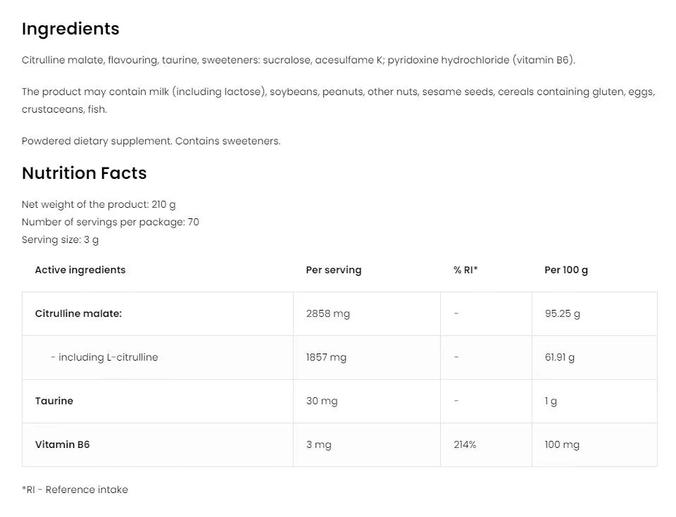 OstroVit Citrulline Powder (210 g, Orange)