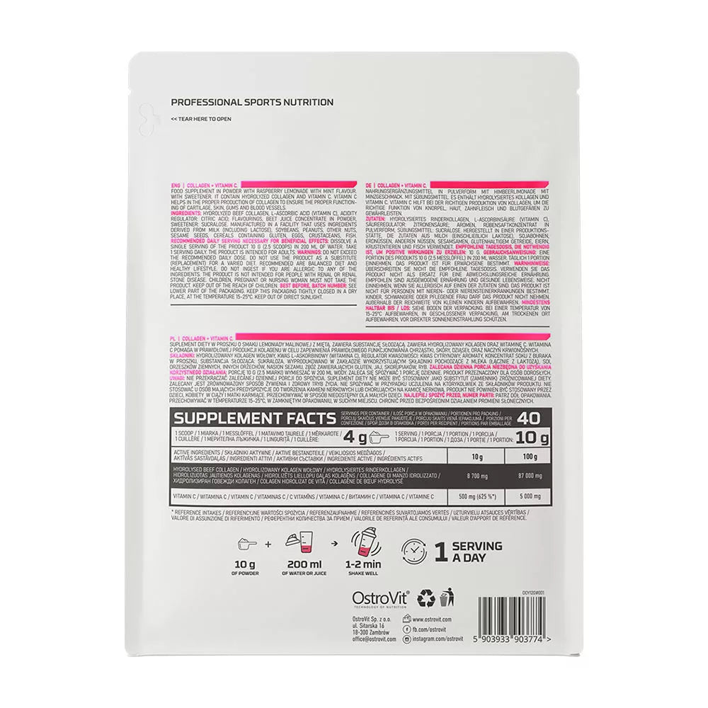 OstroVit Collagen + Vitamin C (400 g, Raspberry Lemonade with Mint)