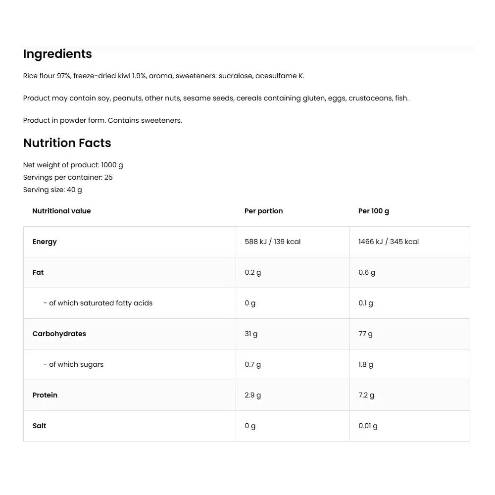 OstroVit Cream of Rice (1000 g, Creamy Vanilla with Kiwi)