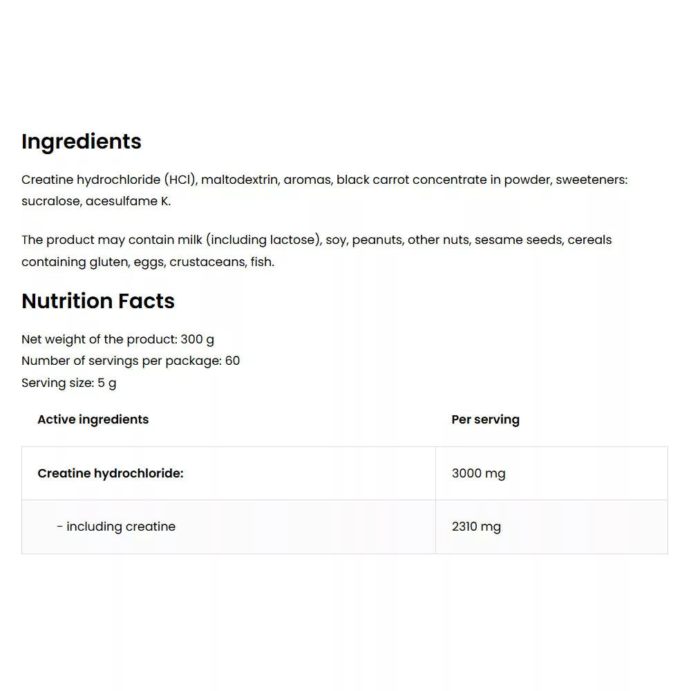 OstroVit Creatine HCL (300 g, Black Currant with Cherry)