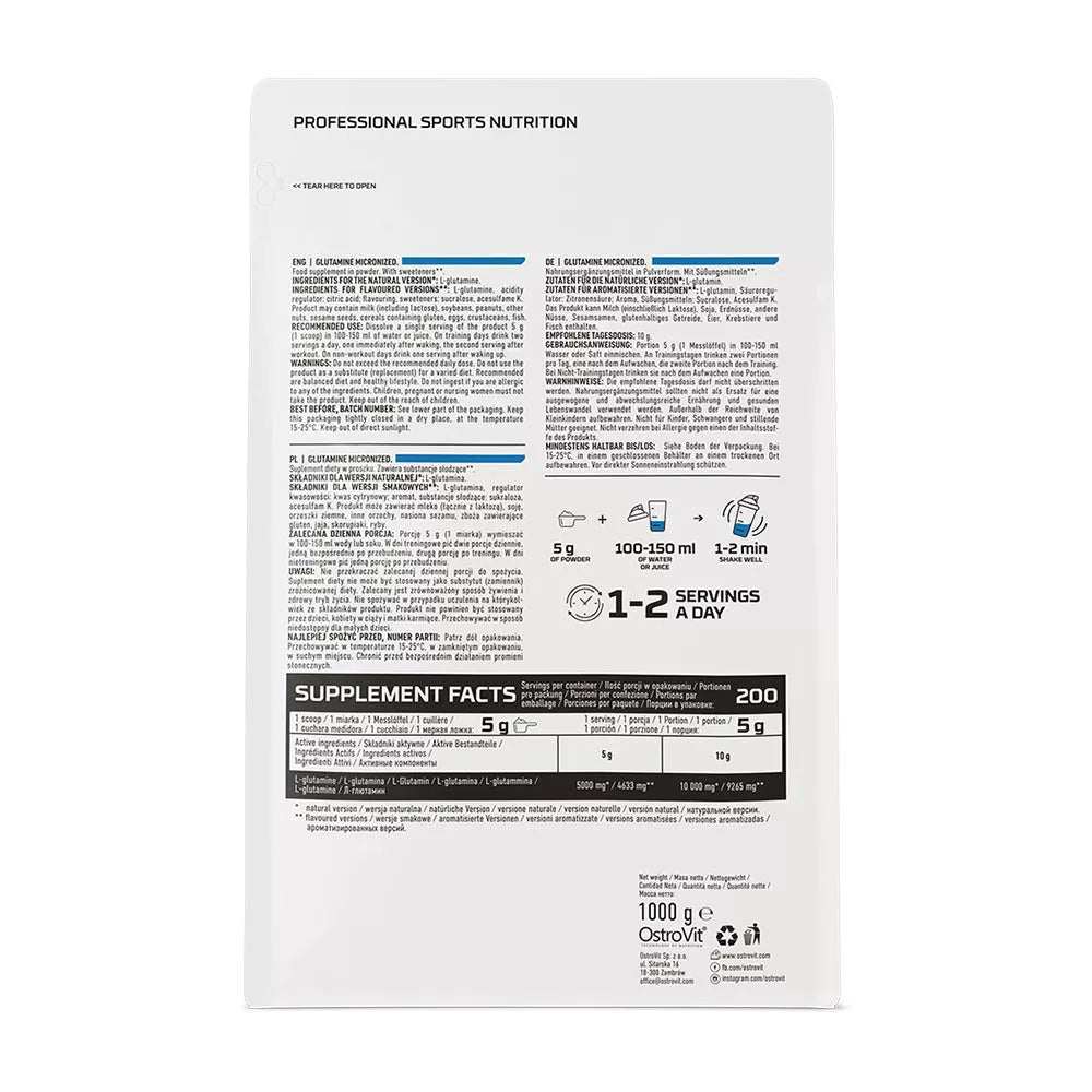 OstroVit Glutamine Powder (1000 g, Natural)