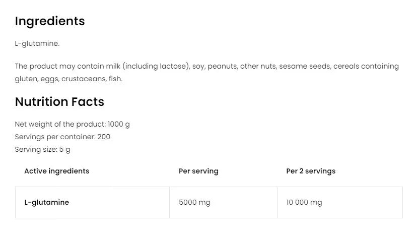 OstroVit Glutamine Powder (1000 g, Natural)