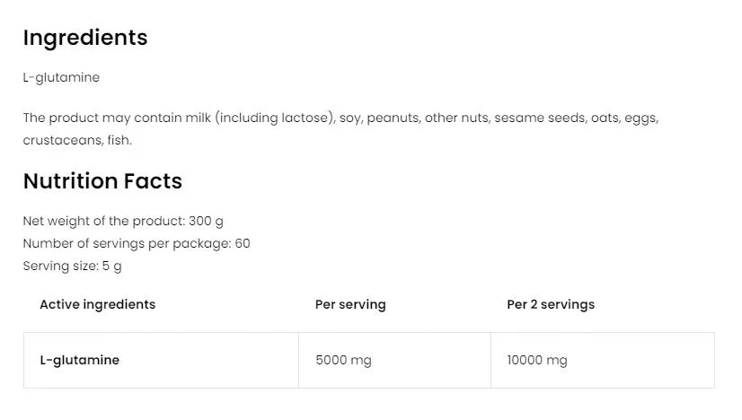 OstroVit Glutamine Powder (300 g, Natural)