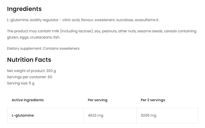 OstroVit Glutamine Powder (300 g, Orange)