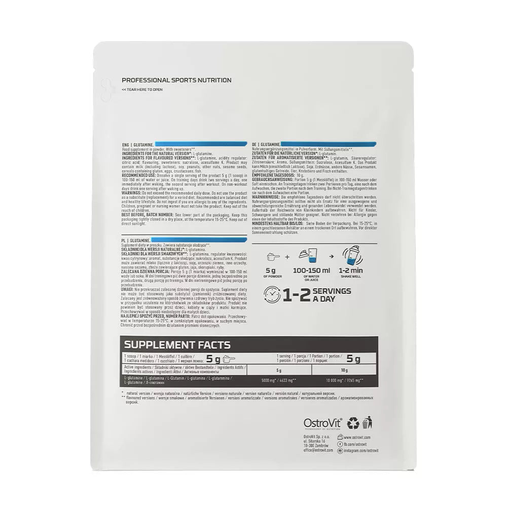 OstroVit Glutamine Powder (500 g, Natural)