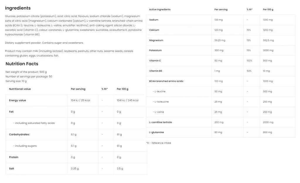 OstroVit Isotonic Powder (500 g, Lemon Mint)