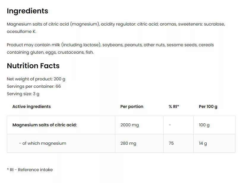 OstroVit Magnesium Citrate - raspberry lemonade with mint (200 g)