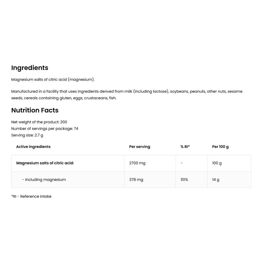 OstroVit Magnesium Citrate 200 g Natural (200 g)