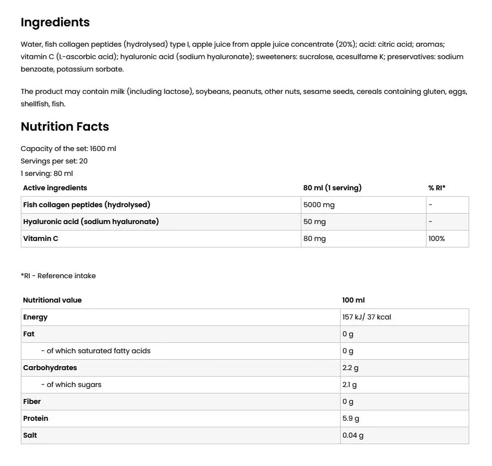 OstroVit Marine Collagen Shot (80 ml, Coconut & Peach)