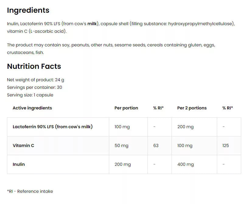 OstroVit Pharma Lactoferrin LFS 90% (60 Capsules)