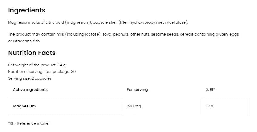 OstroVit Pharma Magnesium Citrate (60 Capsules)