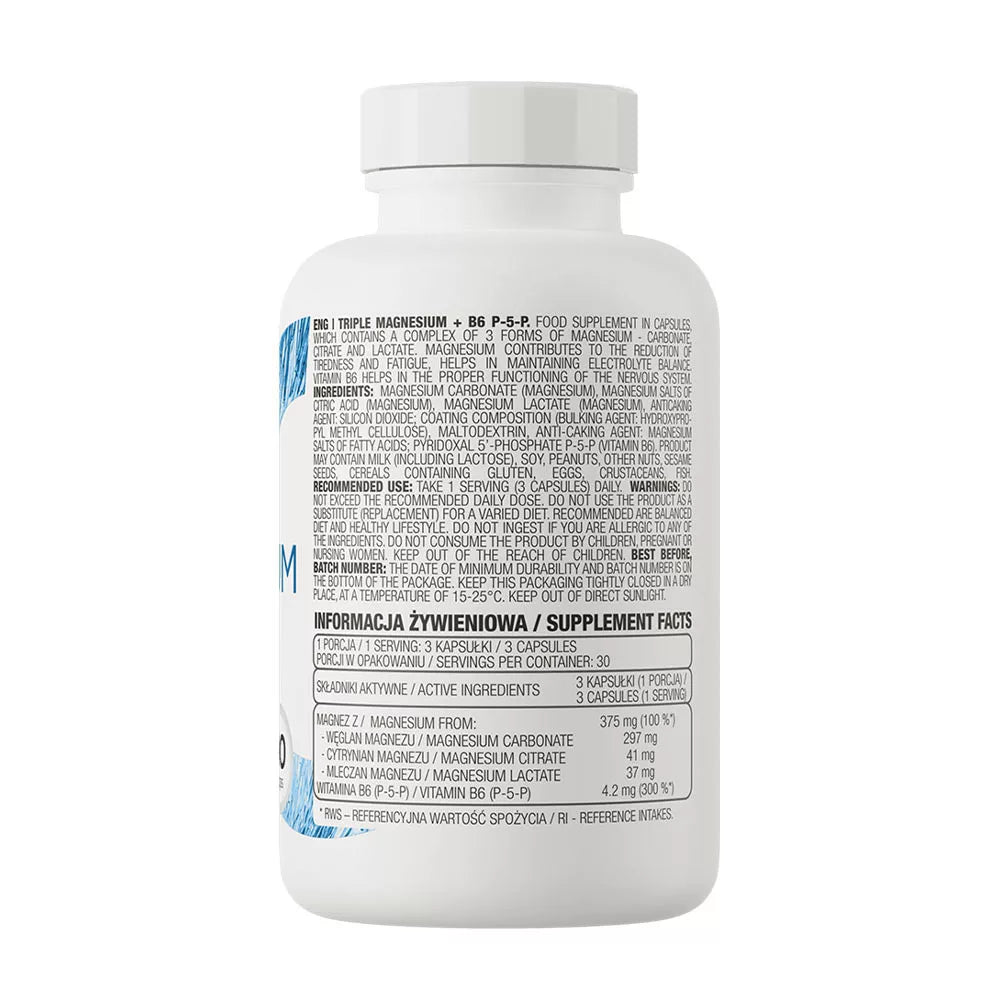 OstroVit Triple Magnesium + B6 P-5-P (90 Capsules)