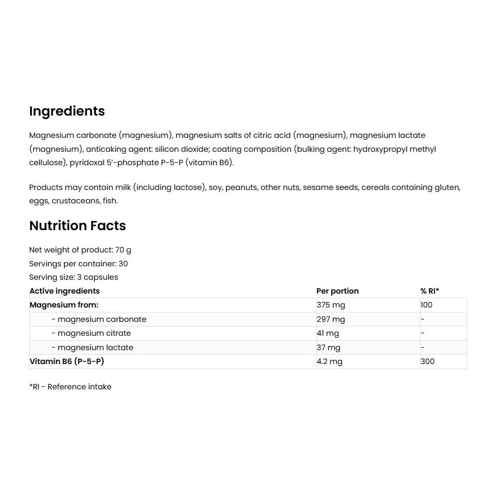OstroVit Triple Magnesium + B6 P-5-P (90 Capsules)