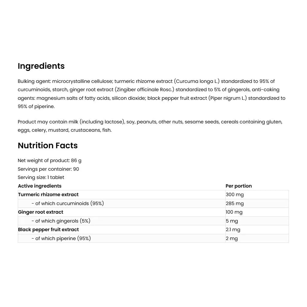 OstroVit Turmeric + Black Pepper + Ginger (90 Tablets)