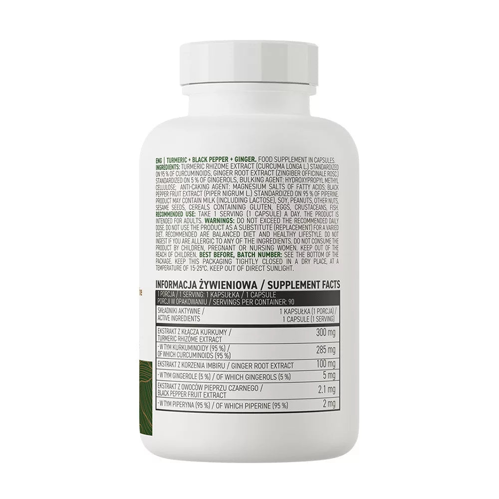 OstroVit Turmeric + Black Pepper + Ginger VEGE (90 Capsules)
