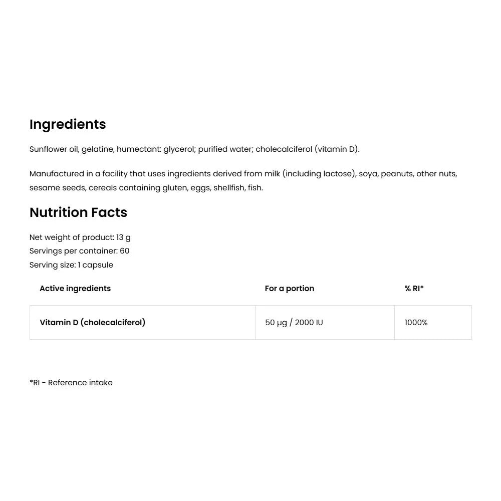 OstroVit Vitamin D3 2000 IU (60 Softgels)