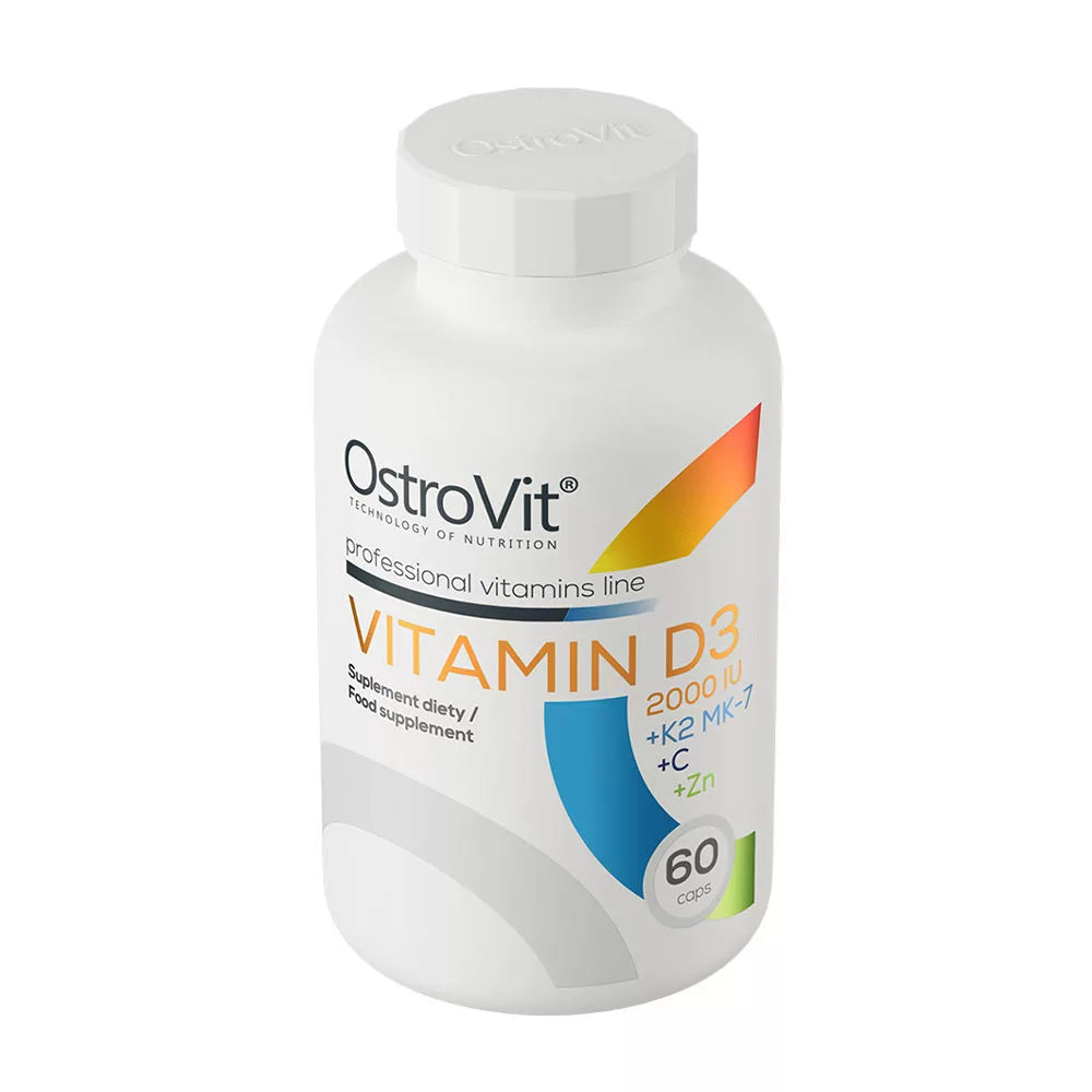 OstroVit Vitamin D3 2000 IU + K2 MK-7 + C + Zinc (60 Capsules)