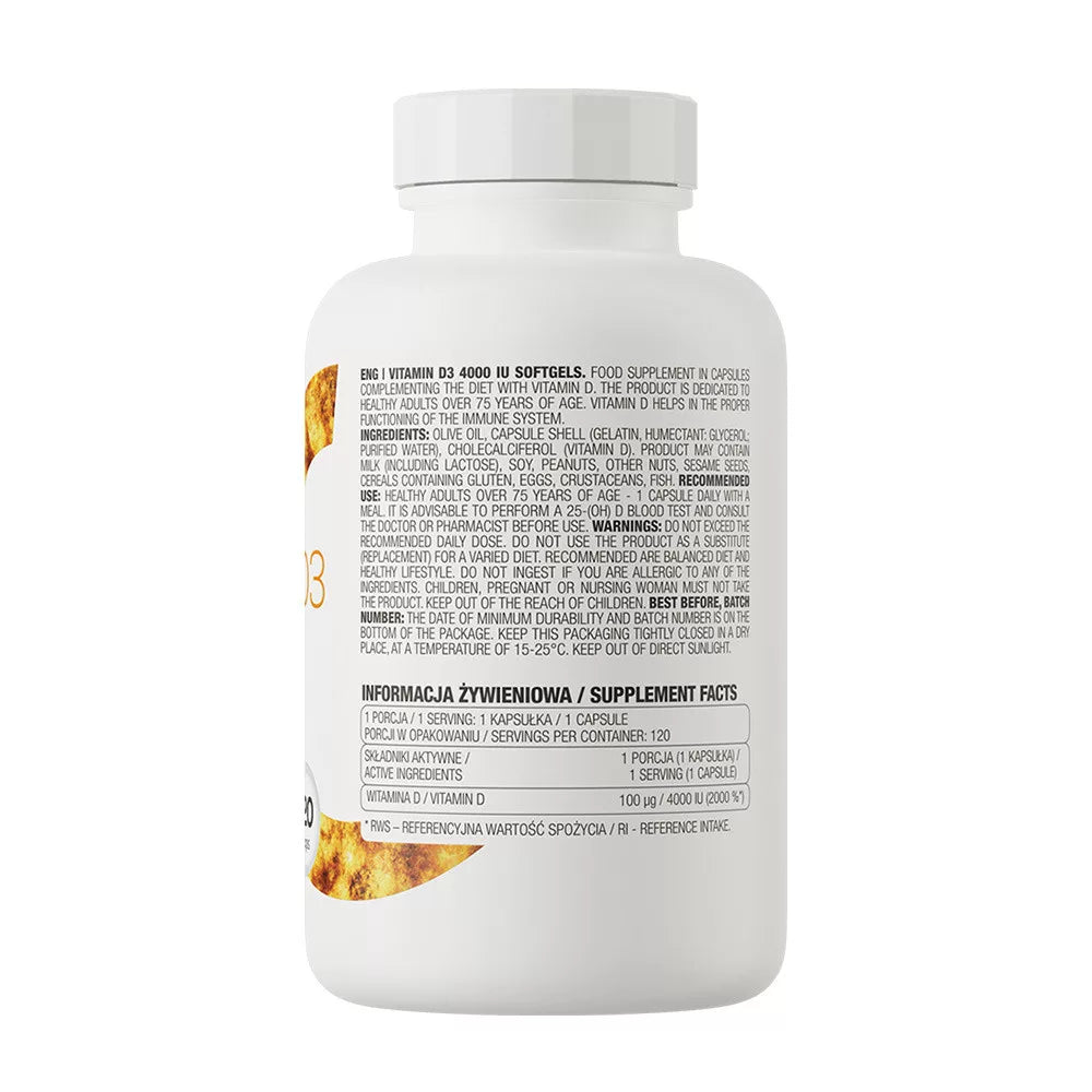 OstroVit Vitamin D3 4000 IU (120 Capsules)