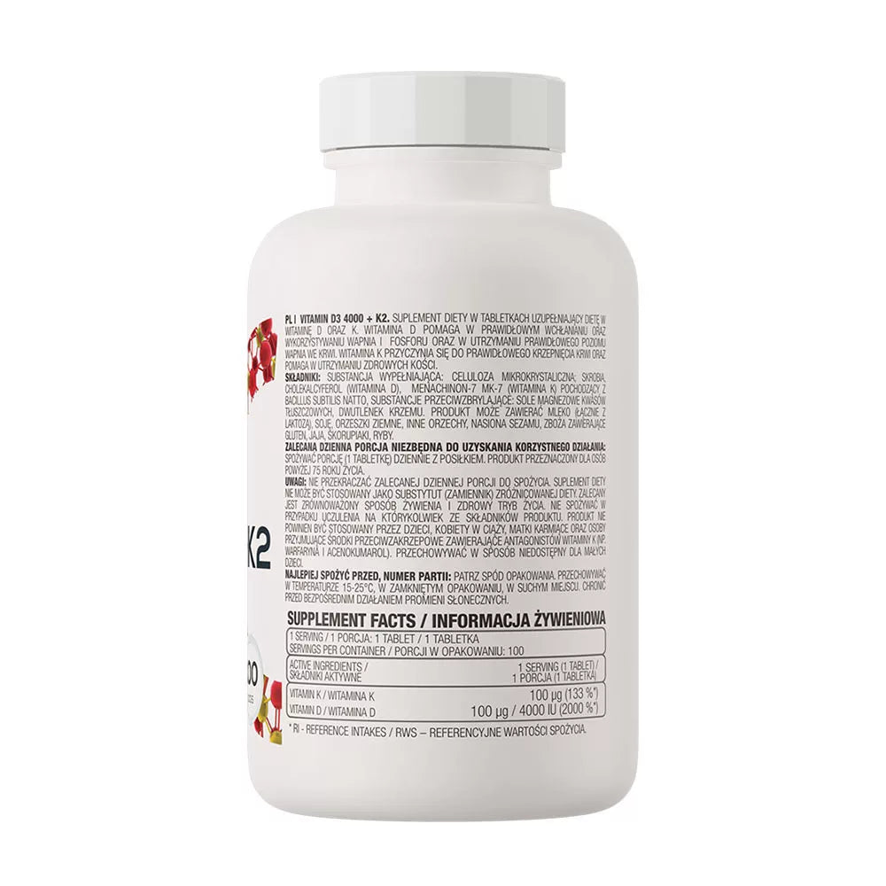 OstroVit Vitamin D3 4000 IU + K2 (100 Tablets)