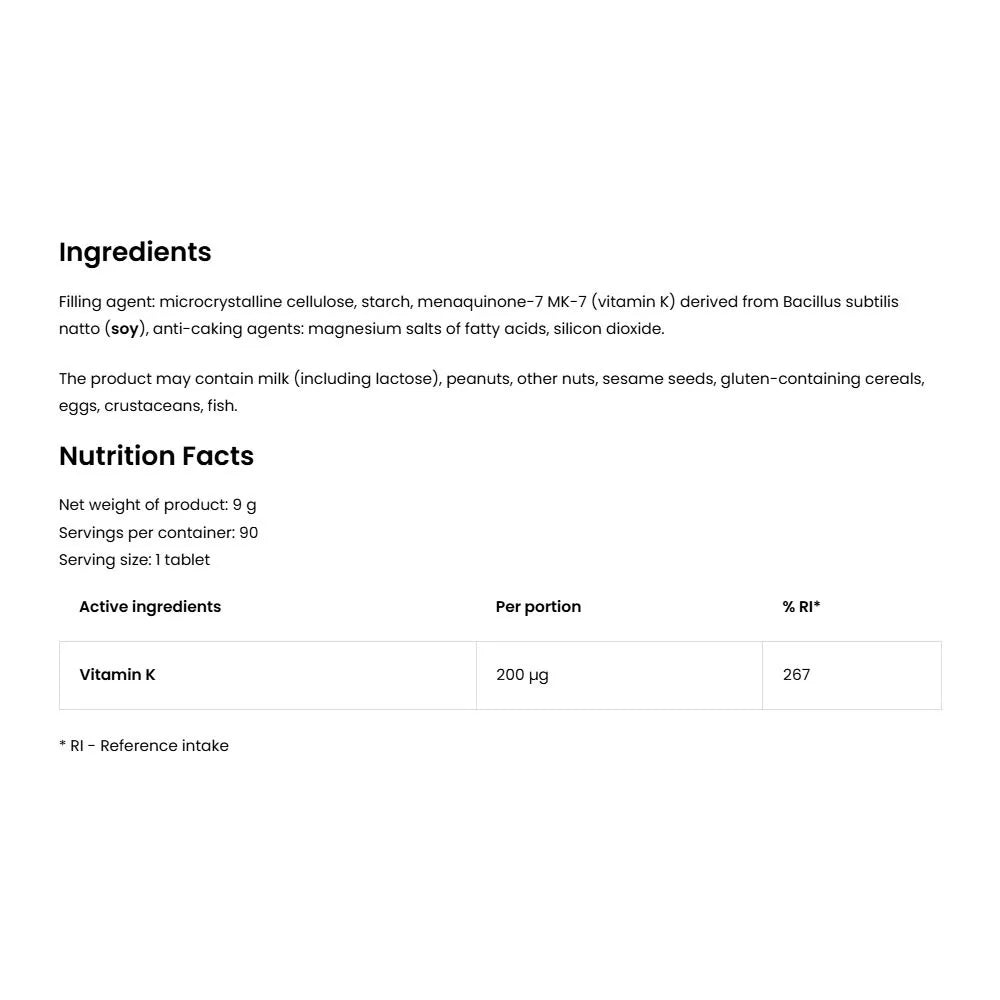 OstroVit Vitamin K2 200 Natto MK-7 (90 Tablets)