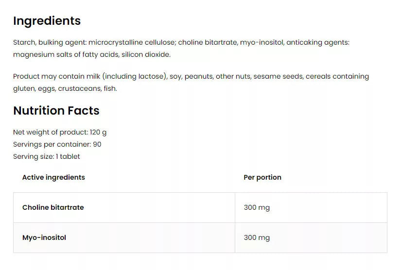 OstroVit Choline + Inositol (90 Tablets)