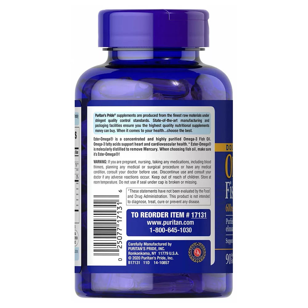 Puritan's Pride Double Strength Omega-3 Fish Oil (90 Softgels)