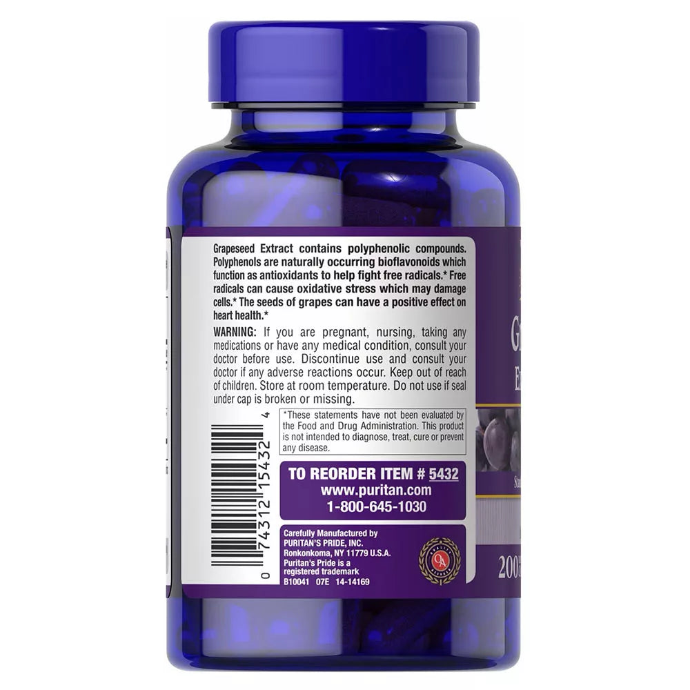 Puritan's Pride Grapeseed Extract 100 mg (200 Capsules)