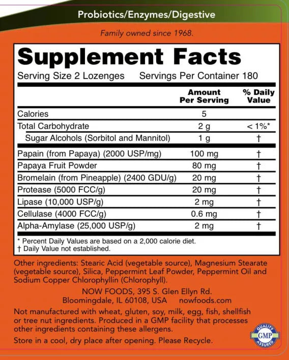Now Foods Papaya Enzyme (360 Lozenges)