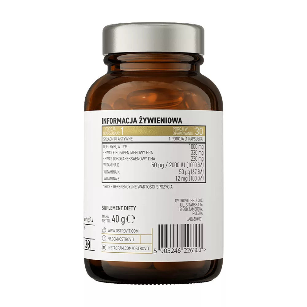 OstroVit Pharma Elite Omega 3 D3 + K2 (30 Capsules)