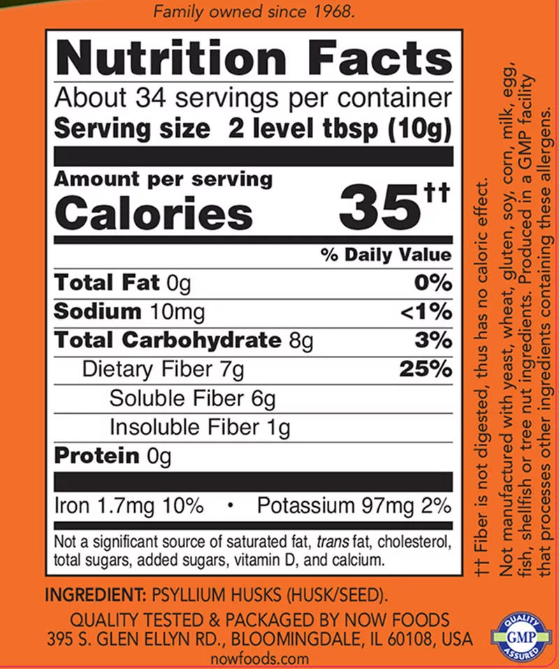 Now Foods Psyllium Husks, Whole (340 g)