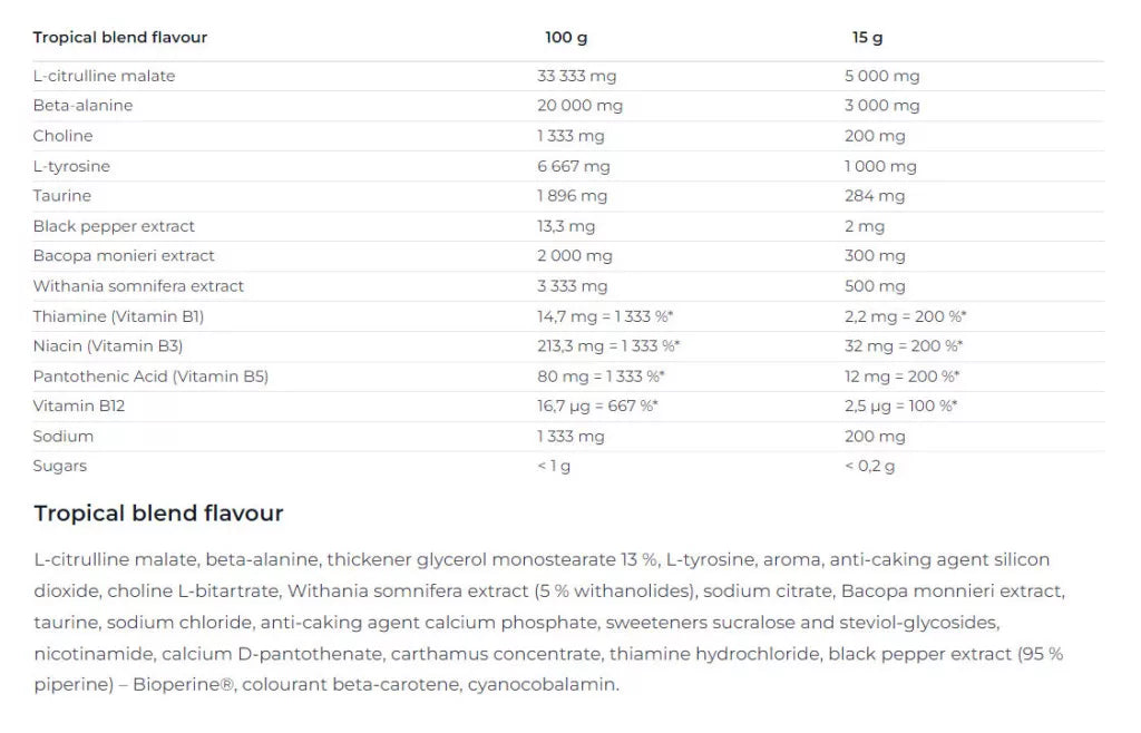 Nutrend Pump Preworkout (225 g, Tropical Blend)