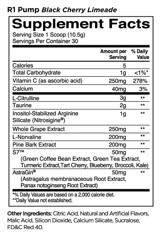 Rule1 PUMP (315 g, Black Cherry Limeade)