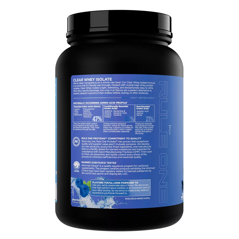 Rule1 Clear Whey Isolate (689 g, Blue Raspberry)