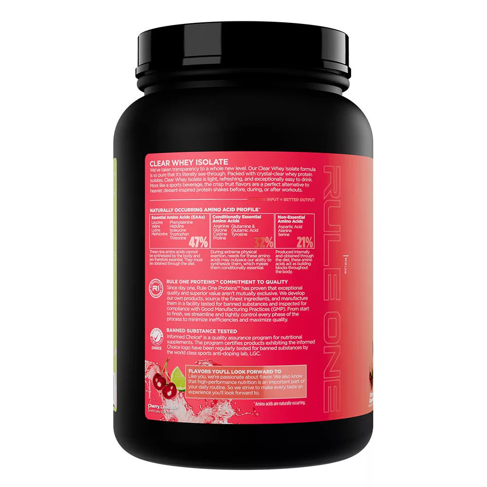 Rule1 Clear Whey Isolate (689 g, Cherry Limeade)