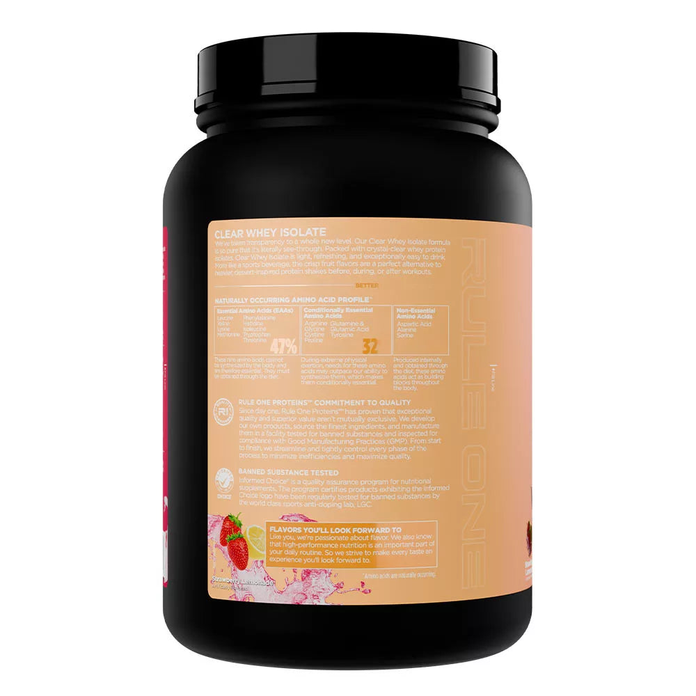 Rule1 Clear Whey Isolate (689 g, Strawberry Lemonade)