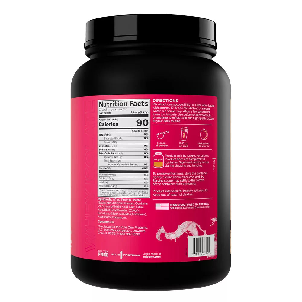 Rule1 Clear Whey Isolate (689 g, Strawberry Lemonade)