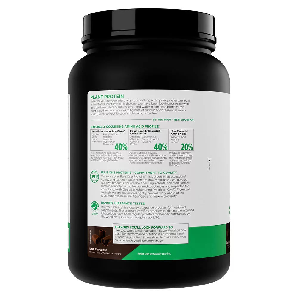 Rule1 Plant Protein (670 g, Dark Chocolate)