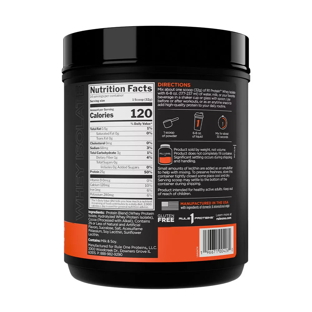 Rule1 R1 Protein Whey Isolate (448g, Chocolate Fudge)