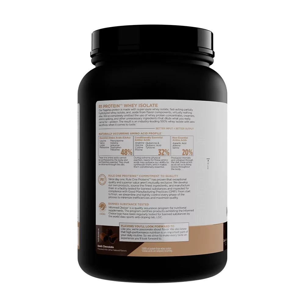 Rule1 Naturally Flavored R1 Protein Whey Isolate (780 g, Dark Chocolate)