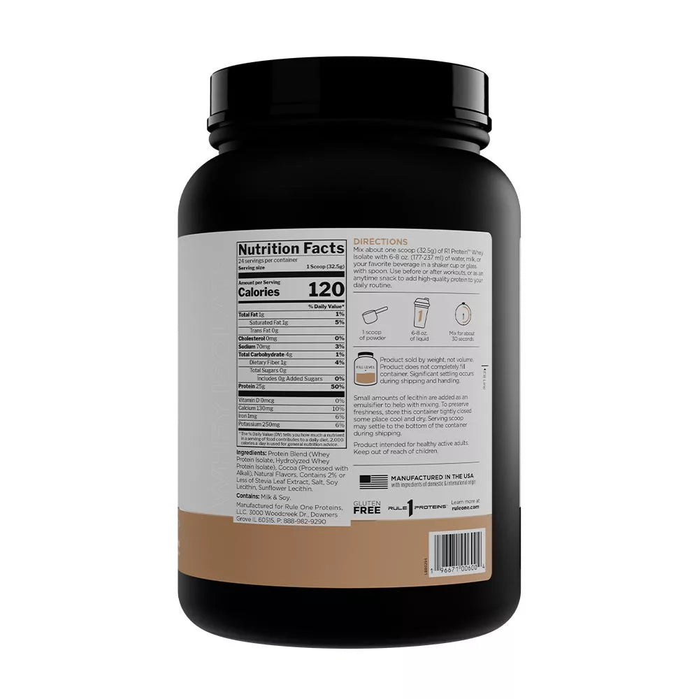 Rule1 Naturally Flavored R1 Protein Whey Isolate (780 g, Dark Chocolate)