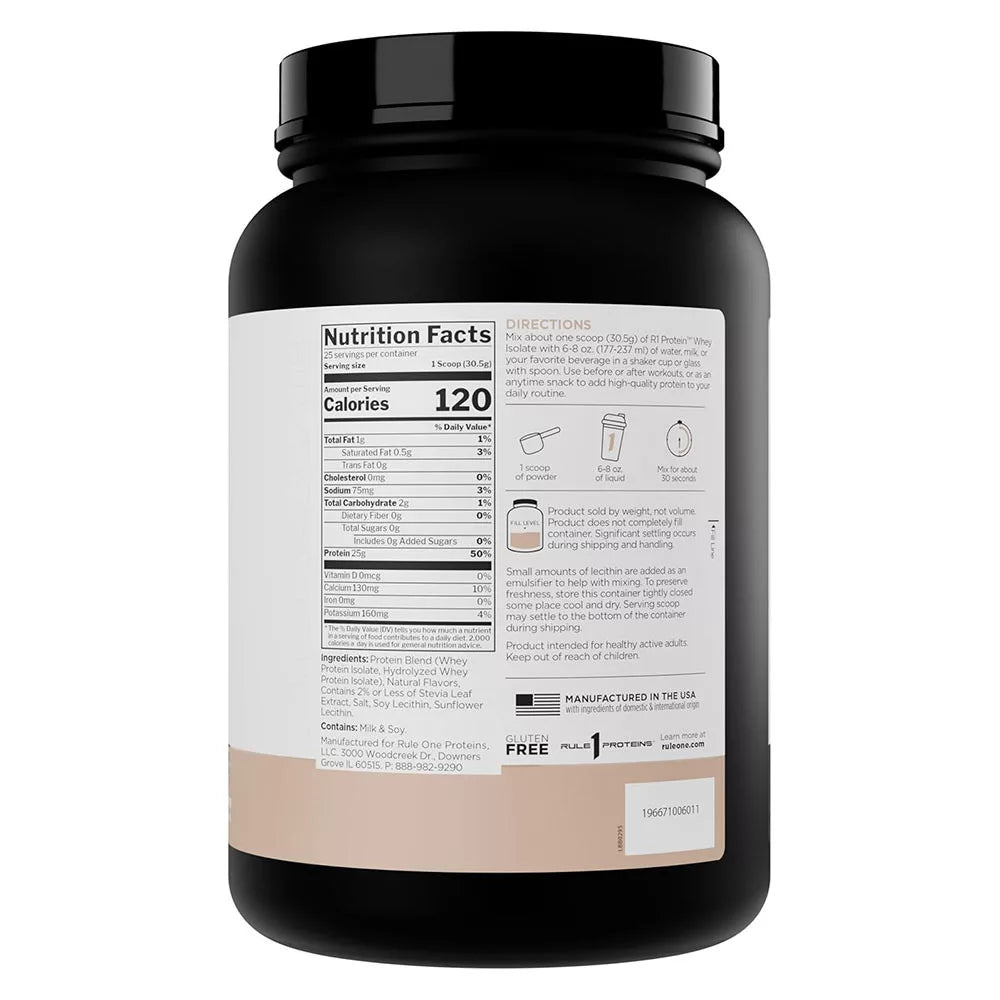 Rule1 Naturally Flavored R1 Protein Whey Isolate (763 g, Pure Vanilla)