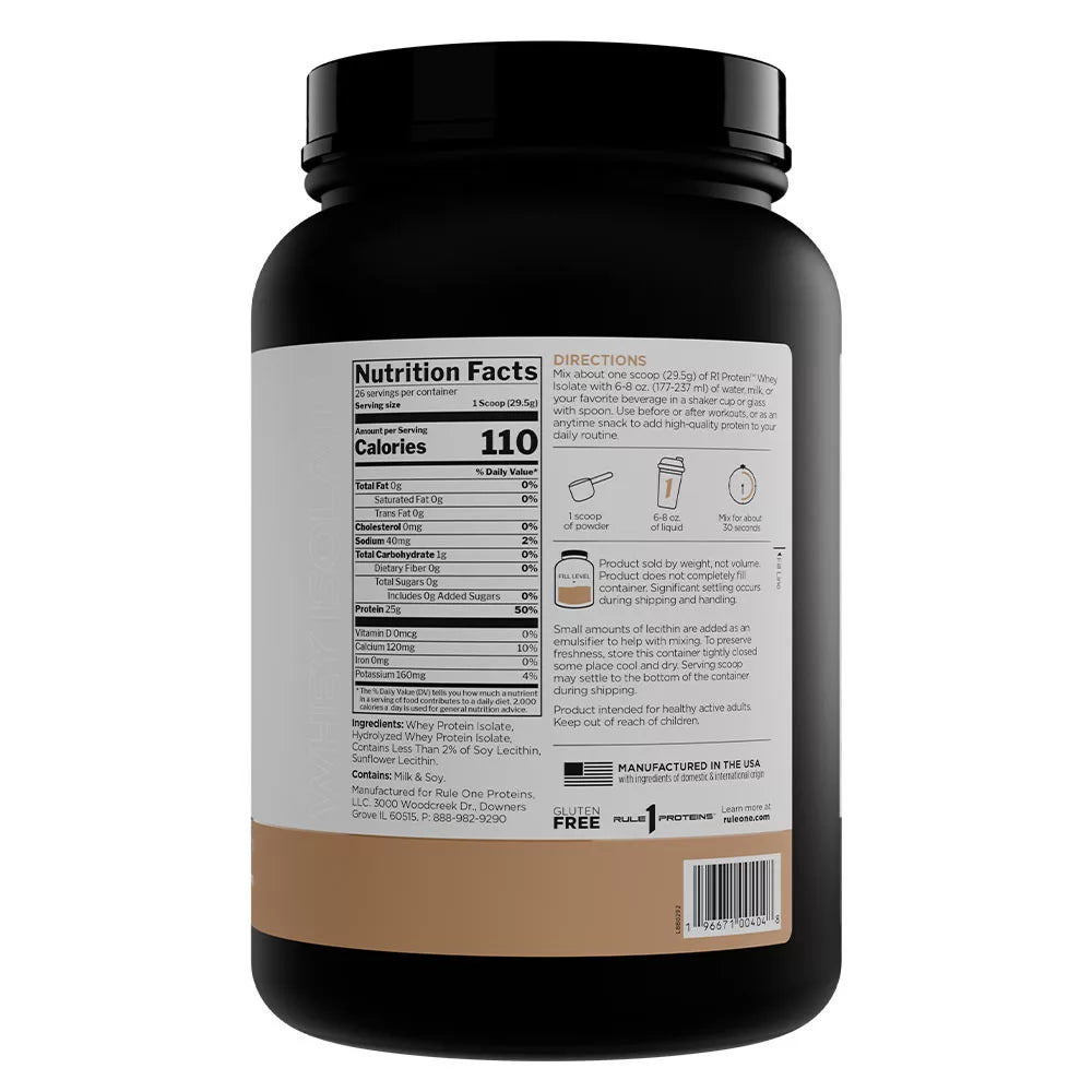 Rule1 Naturally Flavored R1 Protein Whey Isolate (767 g, Naturally Unflavored)