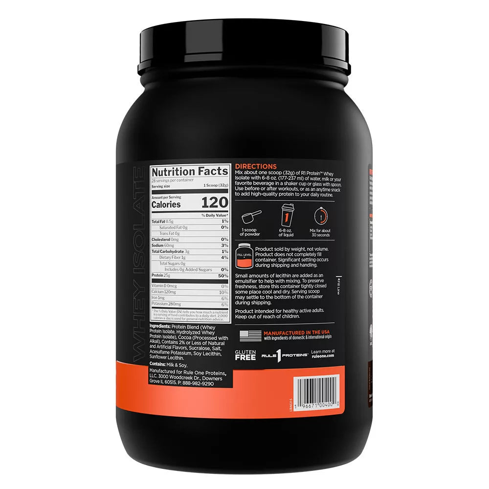 Rule1 R1 Protein Whey Isolate (896 g, Chocolate Fudge)
