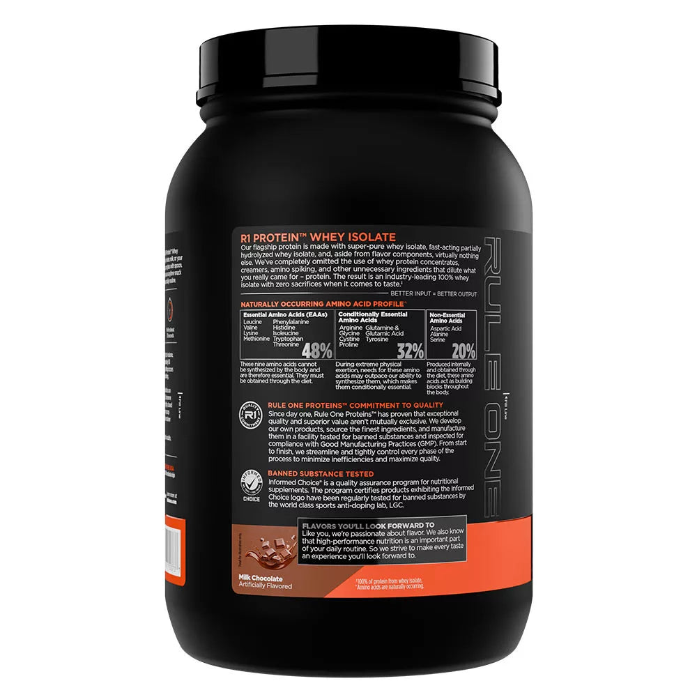 Rule1 R1 Protein Whey Isolate (910 g, Milk Chocolate)