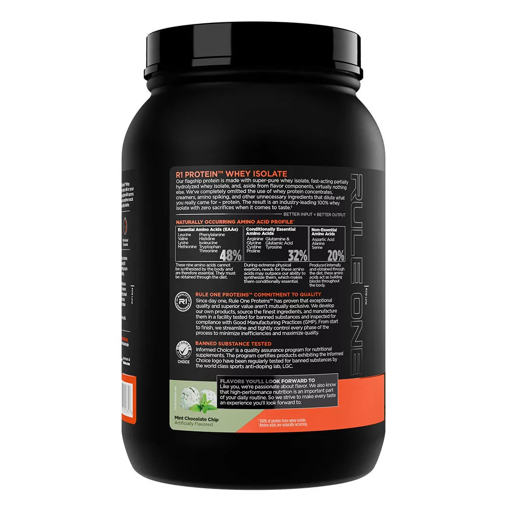 Rule1 R1 Protein Whey Isolate (896 g, Mint Chocolate Chip)