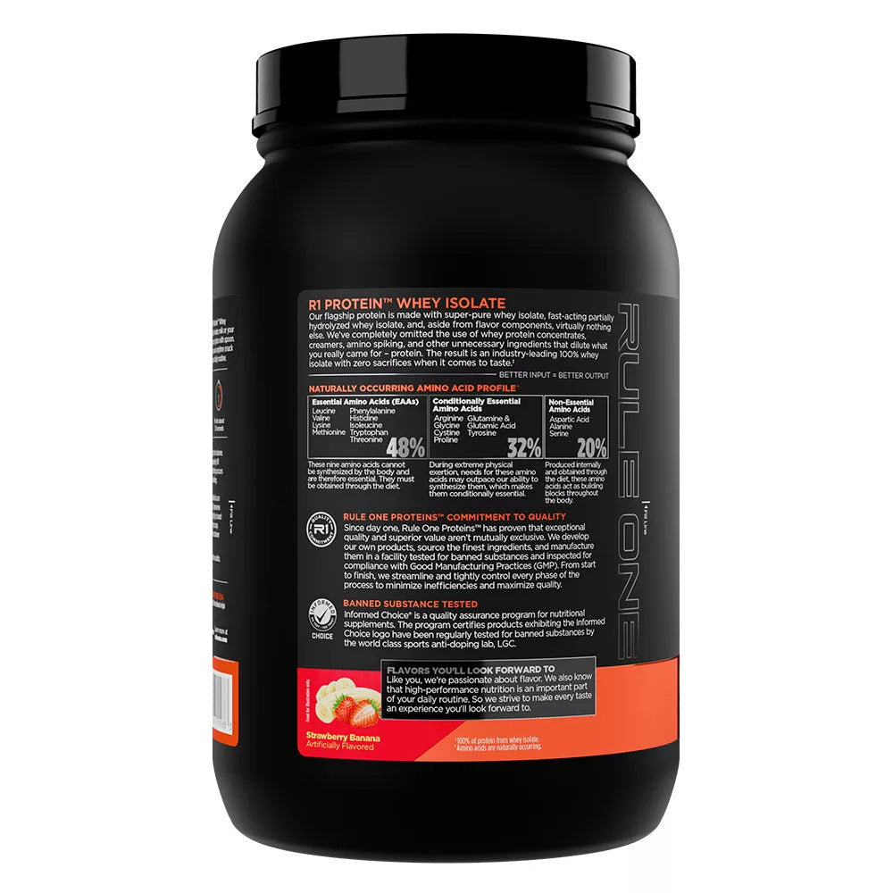 Rule1 R1 Protein Whey Isolate (899 g, Strawberry Banana)
