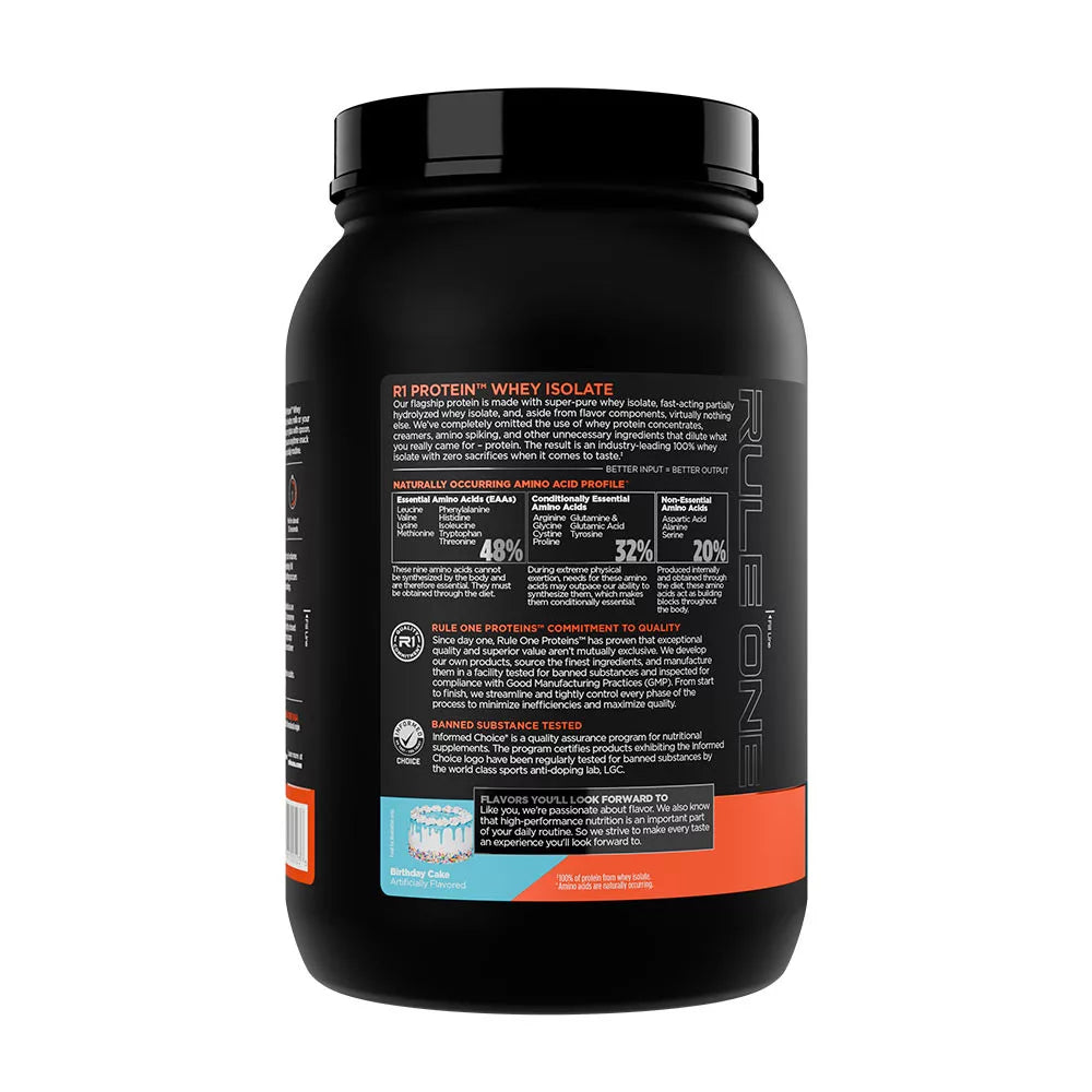 Rule1 R1 Protein Whey Isolate (899 g, Birthday Cake)